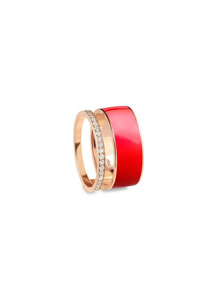 Main View - Click To Enlarge - REPOSSI - 'Berbere' Diamond Red Lacquer Rose Gold Two Row Band Ring