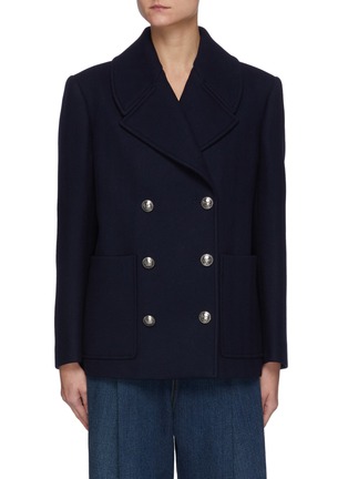 Main View - Click To Enlarge - ALEXANDER MCQUEEN - Double Breasted Patch Pocket Peacoat