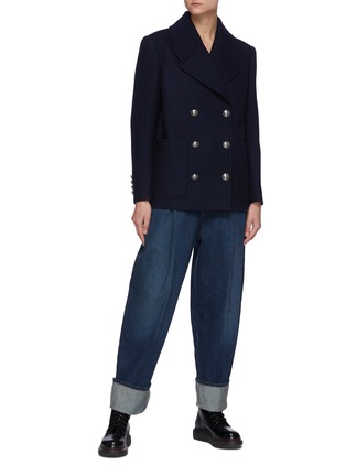 Figure View - Click To Enlarge - ALEXANDER MCQUEEN - Double Breasted Patch Pocket Peacoat