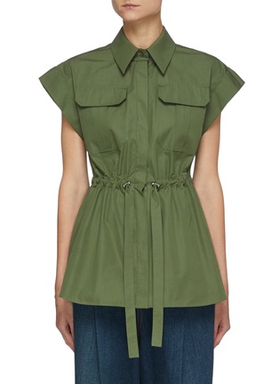 Main View - Click To Enlarge - ALEXANDER MCQUEEN - Cinched drawstring waist military shirt