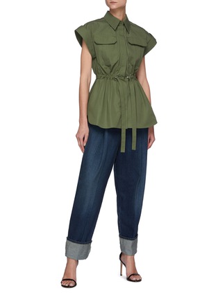 Figure View - Click To Enlarge - ALEXANDER MCQUEEN - Cinched drawstring waist military shirt