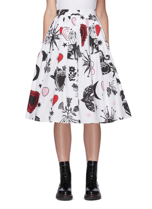 Main View - Click To Enlarge - ALEXANDER MCQUEEN - Papercut print pleated A-line midi skirt