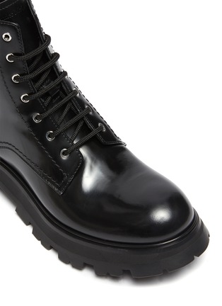 Detail View - Click To Enlarge - ALEXANDER MCQUEEN - 'Wonder' Curved Toe Tread Sole Leather Lace-up Boots
