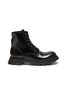 Main View - Click To Enlarge - ALEXANDER MCQUEEN - 'Wonder' Curved Toe Tread Sole Leather Lace-up Boots