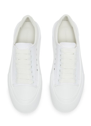 Detail View - Click To Enlarge - ALEXANDER MCQUEEN - Logo Embossed Platform Sole Canvas Sneakers