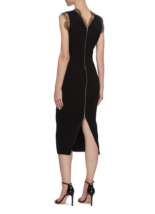 Back View - Click To Enlarge - VICTORIA BECKHAM - Lace Detail V-neck Sleeveless Midi Dress