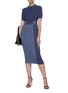 Figure View - Click To Enlarge - VICTORIA BECKHAM - Colourblock Cotton Blend Knit Midi Dress