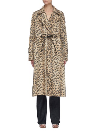 Main View - Click To Enlarge - VICTORIA BECKHAM - Leopard print waist tie detail trench coat
