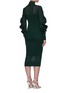 Back View - Click To Enlarge - BOTTEGA VENETA - Mock Neck Semi Transparent Knitted Long Sleeved Midi Skirt
