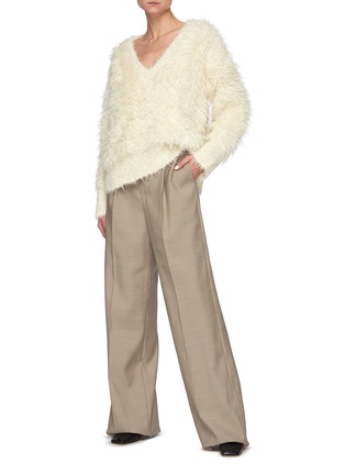 Figure View - Click To Enlarge - BOTTEGA VENETA - Centre Pleat Crop Wool Pants