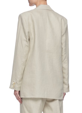 Back View - Click To Enlarge - GANNI - Oversize Single Button Front Linen Blazer