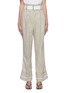 Main View - Click To Enlarge - GANNI - Roll Up Hem Centre Pleat Wide Leg Belted Linen Pants