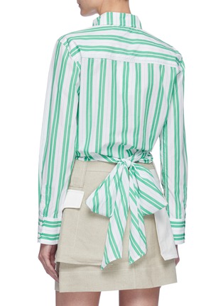 Back View - Click To Enlarge - GANNI - Wraparound Belt Stripe Organic Cotton Shirt