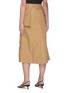 Back View - Click To Enlarge - GANNI - Patch Pocket Flare Organic Cotton Linen Blend A-line Skirt