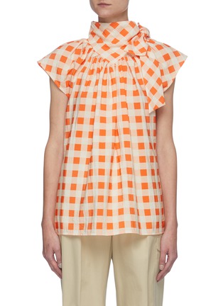 Main View - Click To Enlarge - VICTORIA, VICTORIA BECKHAM - Gingham Check Bow Detail Blouse
