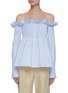 Main View - Click To Enlarge - VICTORIA, VICTORIA BECKHAM - Ruffle Trim Smock Off Shoulder Cotton Blouse