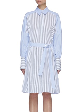 Main View - Click To Enlarge - VICTORIA, VICTORIA BECKHAM - Stripe Panel Cotton Shirt Dress