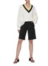 Figure View - Click To Enlarge - VICTORIA, VICTORIA BECKHAM - Contrast V-neck Cable Knit Sweater