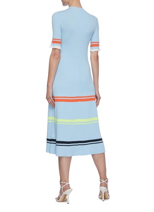 Back View - Click To Enlarge - VICTORIA, VICTORIA BECKHAM - Contrast Double Stripe Rib Knit Midi Skirt