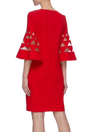 Back View - Click To Enlarge - OSCAR DE LA RENTA - Triangular Cut-out Bell Sleeve Dress