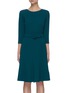 Main View - Click To Enlarge - OSCAR DE LA RENTA - Belted Mid-sleeve Ruffled Hem Dress
