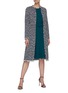 Figure View - Click To Enlarge - OSCAR DE LA RENTA - Belted Mid-sleeve Ruffled Hem Dress