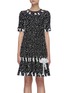 Main View - Click To Enlarge - OSCAR DE LA RENTA - All-over Laced Ribbon Detail A-line Dress