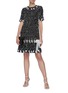 Figure View - Click To Enlarge - OSCAR DE LA RENTA - All-over Laced Ribbon Detail A-line Dress