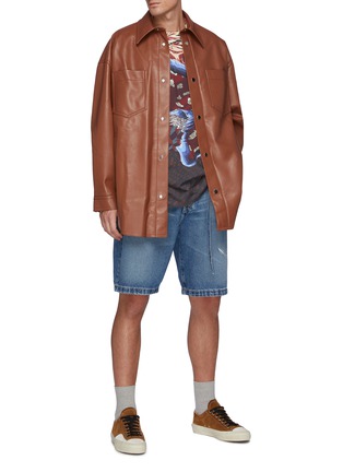 Figure View - Click To Enlarge - NANUSHKA - Martin' Regenerated Oversized Leather Shirt Jacket