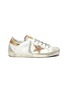 Main View - Click To Enlarge - GOLDEN GOOSE - 'Super-Star' Metallic Accent Distressed Leather Sneakers