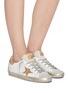 Figure View - Click To Enlarge - GOLDEN GOOSE - 'Super-Star' Metallic Accent Distressed Leather Sneakers