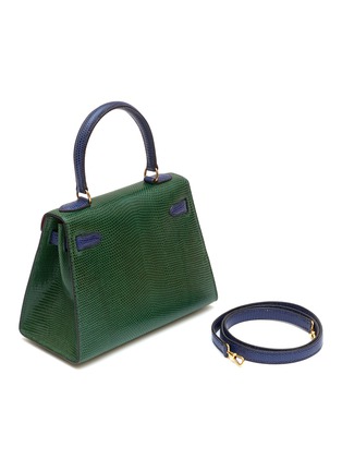  - MAIA - Kelly Vert Moyen and Blue Roi 20cm lizard leather bag