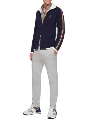 Figure View - Click To Enlarge - BRUNELLO CUCINELLI - Striped sleeve track jacket