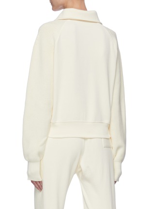 Back View - Click To Enlarge - HELMUT LANG - Knit sleeve half zip sweatshirt