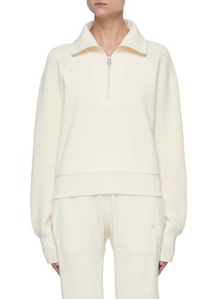 Main View - Click To Enlarge - HELMUT LANG - Knit sleeve half zip sweatshirt
