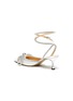 - MACH & MACH - Crystal Embellished Bow Anklet Satin Pumps