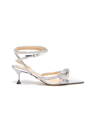Main View - Click To Enlarge - MACH & MACH - Double crystal bow PVC heel sandals