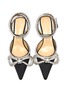 Detail View - Click To Enlarge - MACH & MACH - Double crystal bow satin heeled sandals
