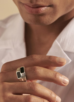 Detail View - Click To Enlarge - JOHN HARDY - Classic Chain' Onyx Sterling Silver Stacked Signet Ring