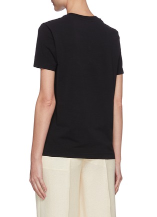 Back View - Click To Enlarge - ACNE STUDIOS - Beaded Face Logo Patch Cotton Crewneck T-shirt