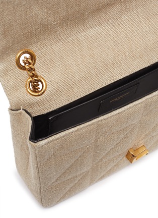 Detail View - Click To Enlarge - SAINT LAURENT - 'Jamie' Quilted Linen Top Flap Shoulder Bag