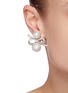 Figure View - Click To Enlarge - KENNETH JAY LANE - Double pearl crystal rhodium plated bow clip earrings