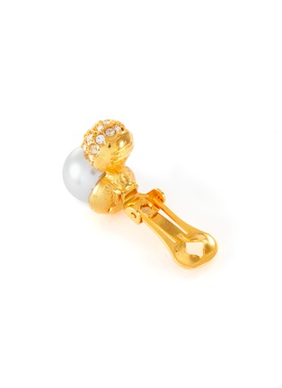 Detail View - Click To Enlarge - KENNETH JAY LANE - Gold-plated crystal pavépearl clip earrings