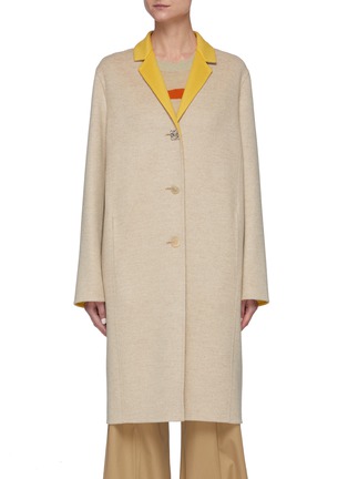 Main View - Click To Enlarge - LOEWE - Coloured collar anagram button coat