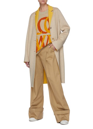 Figure View - Click To Enlarge - LOEWE - Coloured collar anagram button coat