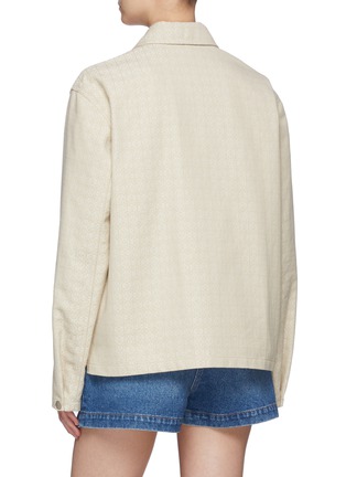 Back View - Click To Enlarge - LOEWE - Leather Patch Anagram Jacquard Cotton Shirt Jacket