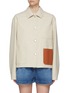 Main View - Click To Enlarge - LOEWE - Leather Patch Anagram Jacquard Cotton Shirt Jacket
