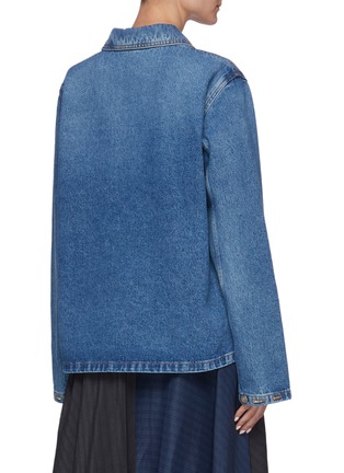 Back View - Click To Enlarge - LOEWE - Leather patch anagram denim shirt jacket