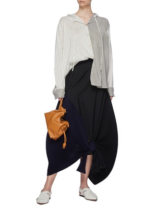 Figure View - Click To Enlarge - LOEWE - Pleat Panel Knot Front Bicolour Maxi Skirt