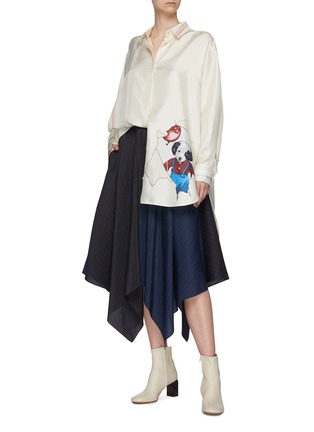 Figure View - Click To Enlarge - LOEWE - Puppy Print Oversized Silk Shirt